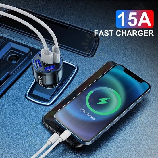 36W 5-Port QC3.0 USB Car Charger Adapter Support AFC FCP Fast Charging With Blue LED For iPhone 13 Max Samsung Galaxy Note20 OnePlus 8T Xiaomi10