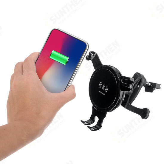 10W Wireless Charger Gravity Air Vent Car Phone Holder For 4.7-6.5 inch Smart Phone