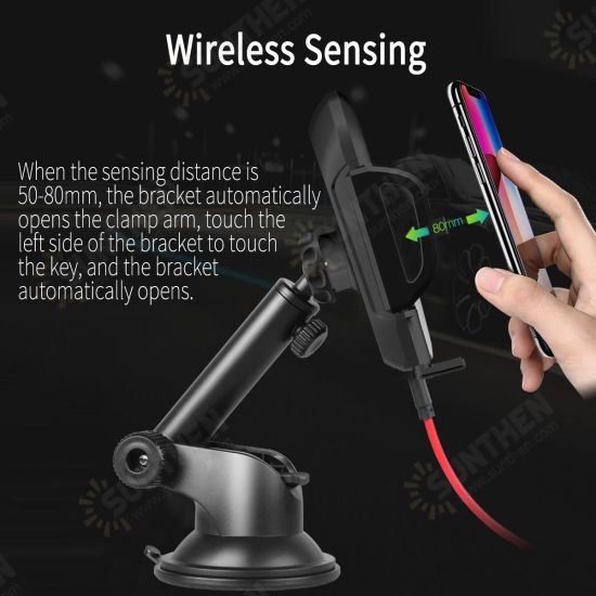 2 In 1 10W Qi Wireless Charger Fast Charging Infrared Induction Air Vent Dashboard Car Phone Holder For 4.0-6.5 Inch Smart Phone iPhone