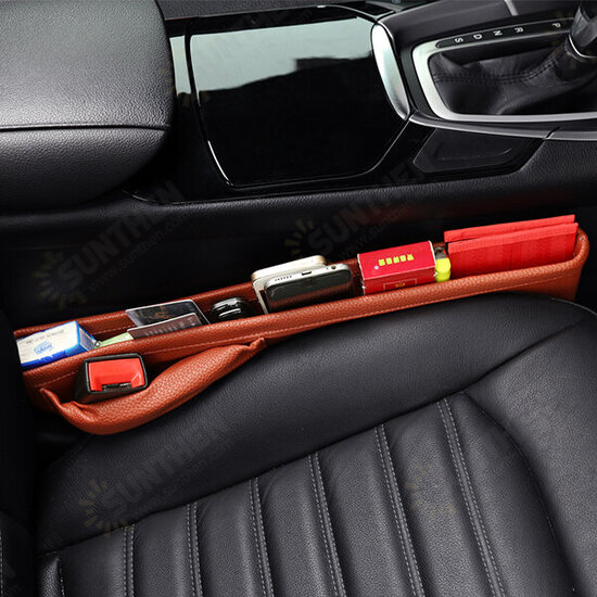 2 Pairs Leather Car Storage Box Gap Filler Catcher Phone Keys Cards Organizer Holder 2 Pairs Leather Car Storage Box Gap Filler Catcher Phone Keys Cards Organizer Holder