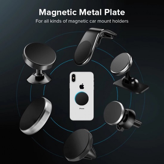 2PCS Magnetic Metal Plate For Car Phone Holder Universal Iron Sheet Disk Sticker Mount Mobile Cellphone Magnet Stand with 3M Adhensive