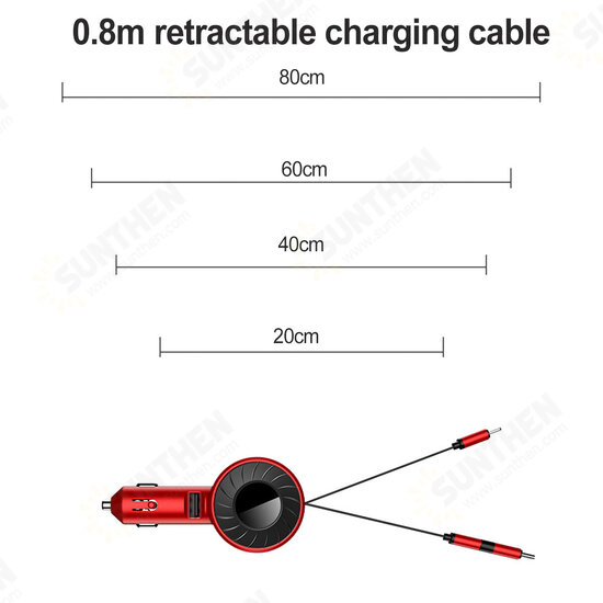 3-IN-1 4.2A 0.8m Fast Charging Car Lighter Charger with USB IOS Type-C Splitter Adapter for Mobile Phone Tablet Camera MP3