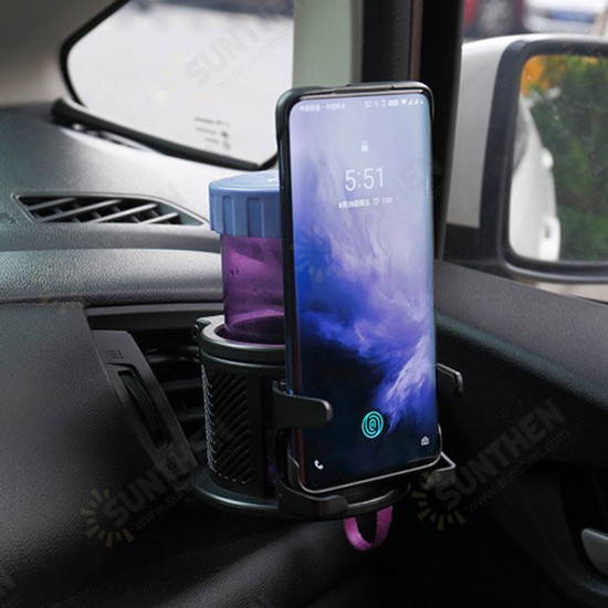 5-IN-1 Multifunctional Split Design Car Stainless Steel Water Cup Holder with Mobile Phone Bracket Stand