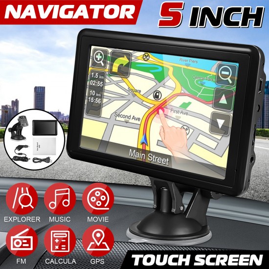 5 inch Touch Screen HD Car GPS Navigation 8GB+128MB FM US Canada Europe Southeast Asia Australia Map Sat Nav Truck Navigators Automobile