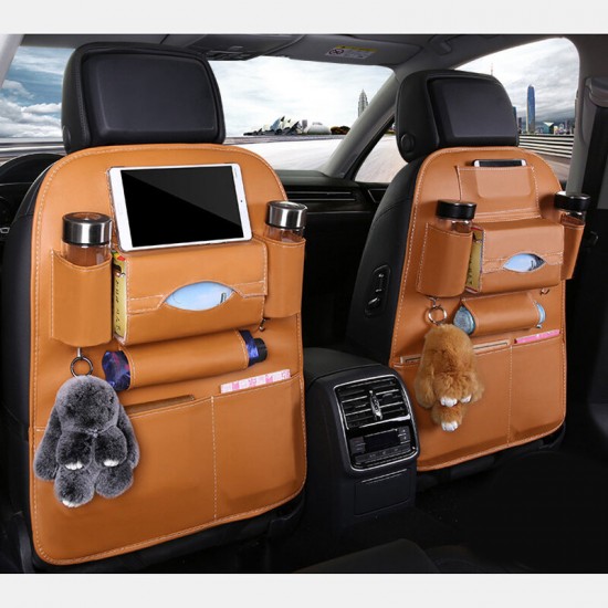 50*65cm Multi-Function Leather Car Seat with Phone Storage Pocket Container Hanging Bag