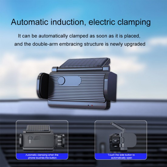 300mAh Car Solar Powered Auto-Induction Vehicle Bracket Mobile Phone Holder Stand for iPhone 13 POCO X3 F3 4.5-6.5 inch Devices
