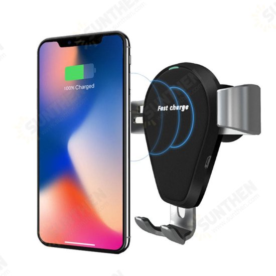 10W Fast Qi Wireless Charging Gravity Auto Lock Car Phone Holder Stand for iPhone 8 X