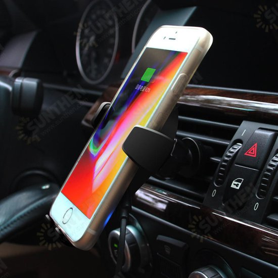 10W Fast Qi Wireless Charging Gravity Auto Lock Car Phone Holder Stand for iPhone 8 X