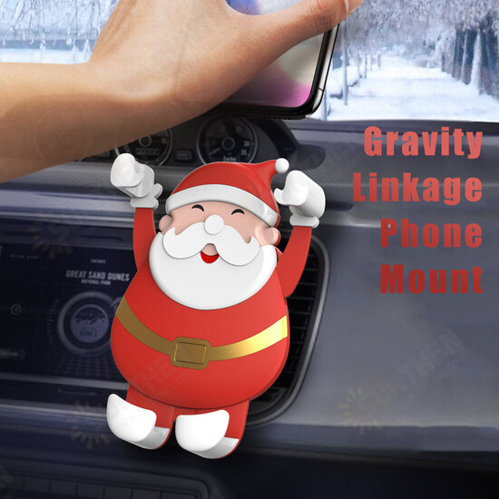 CL-40 Merry Christmas Santa Claus Pattern Gravity Linkage Auto Lock Car Air Vent Mobile Phone Holder Mount for Devices between 63-88mm Width