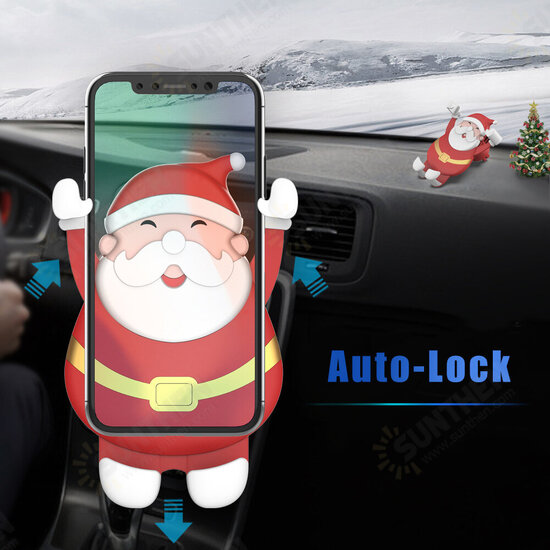 CL-40 Merry Christmas Santa Claus Pattern Gravity Linkage Auto Lock Car Air Vent Mobile Phone Holder Mount for Devices between 63-88mm Width