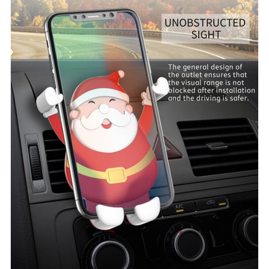 CL-40 Merry Christmas Santa Claus Pattern Gravity Linkage Auto Lock Car Air Vent Mobile Phone Holder Mount for Devices between 63-88mm Width