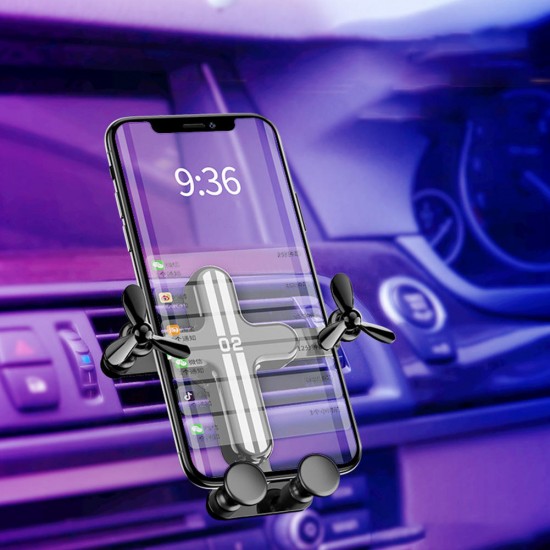 Gravity Linkage Automatic Lock Air Vent Car Phone Holder 360 Degree Rotation For 4.0-6.5 Inch Smart Phone iPhone 11 Samsung Note 10