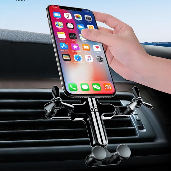 Gravity Linkage Automatic Lock Air Vent Car Phone Holder 360 Degree Rotation For 4.0-6.5 Inch Smart Phone iPhone 11 Samsung Note 10