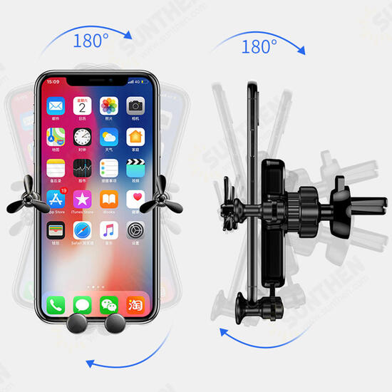 Gravity Linkage Automatic Lock Air Vent Car Phone Holder 360 Degree Rotation For 4.0-6.5 Inch Smart Phone iPhone 11 Samsung Note 10