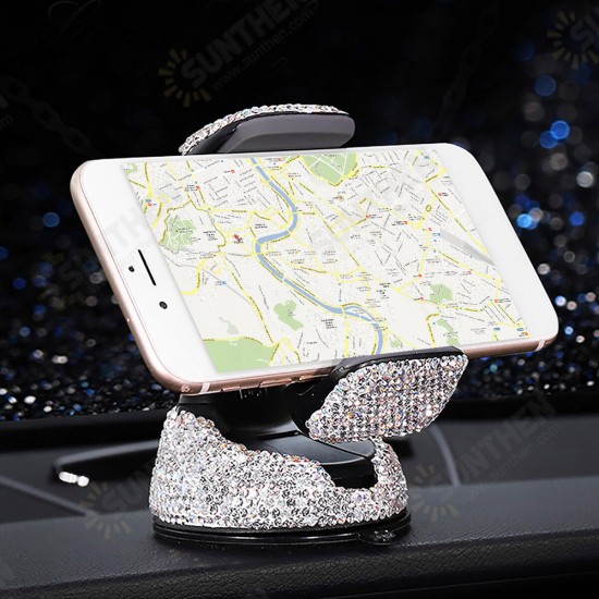 H16201 Car Phone Holder 360° Rotatable Adjustable Clamp rhinestones crystal Holder for Air Vent Dashboard