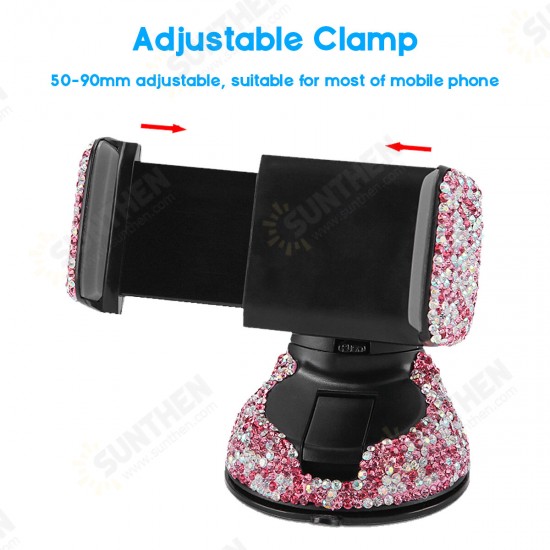 H16201 Car Phone Holder 360° Rotatable Adjustable Clamp rhinestones crystal Holder for Air Vent Dashboard