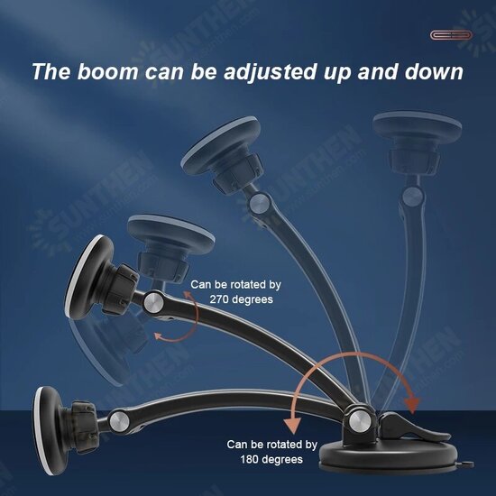 Magnetic 360° Rotation Flexible Adjustable Arm Car Suction Cup Dashboard Mobile Phone Holder Stand Bracket for iPhone 13 POCO X3 F3