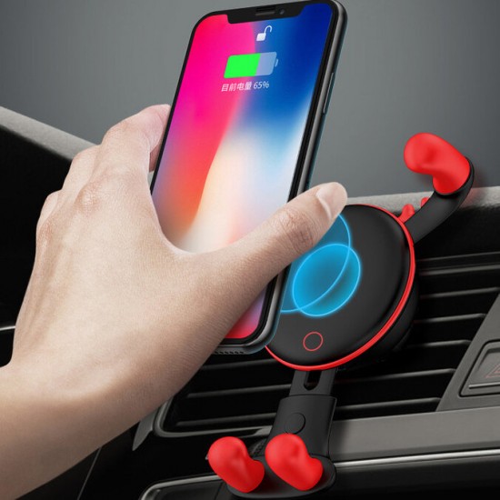 Merry Christmas Gift 10W Wireless Charging Gravity Linkage Car Air Outlet Phone Mount Holder