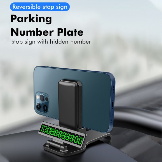 Multifunctional Magnetic 360° Rotation Car GPS Navigation Dashboard Sunvisor Mobile Phone Holder Bracket with Parking Number for Devices 4.7-7.2inch