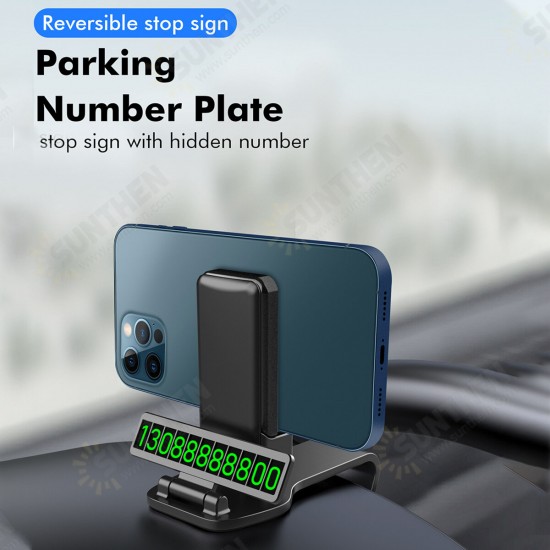 Multifunctional Magnetic 360° Rotation Car GPS Navigation Dashboard Sunvisor Mobile Phone Holder Bracket with Parking Number for Devices 4.7-7.2inch