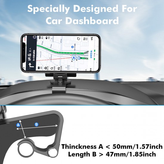 Multifunctional Magnetic 360° Rotation Car GPS Navigation Dashboard Sunvisor Mobile Phone Holder Bracket with Parking Number for Devices 4.7-7.2inch