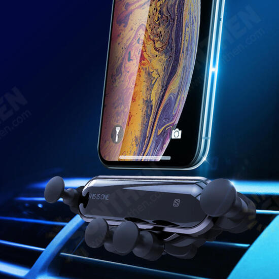 Upgrade Metal Gravity Linkage Automatic Lock Air Vent Car Phone Holder for 4.7-6.5 Inch Smart Phone iPhone XS Max Samsung Galaxy S10+