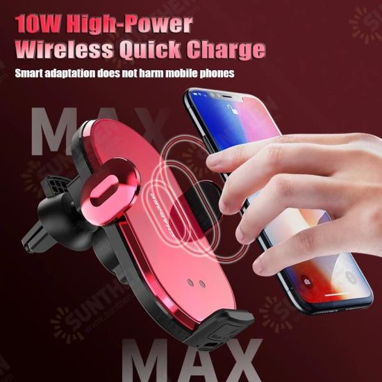 V30S Universal Qi 10W Intelligent Infrared Induction Automatic Clamping Magnetic/Wireless Charging Dual Mode Car Charger Air Vent Phone Holder