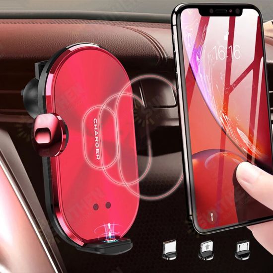 V30S Universal Qi 10W Intelligent Infrared Induction Automatic Clamping Magnetic/Wireless Charging Dual Mode Car Charger Air Vent Phone Holder