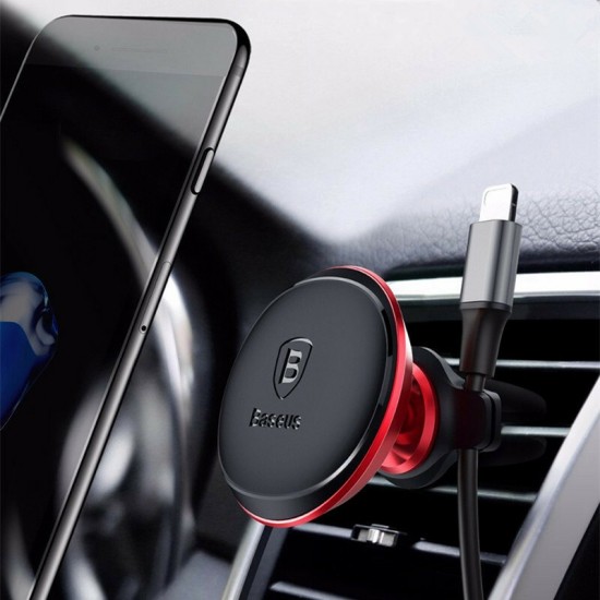 Cable Clip Magnetic Rotation Car Air Vent Phone Holder Stand for Samsung S8 iPhone X