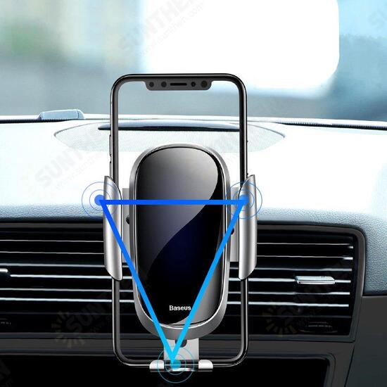 Tempered Glass Mirror Surface Gravity Auto Lock Car Holder Stand for Mobile Phone