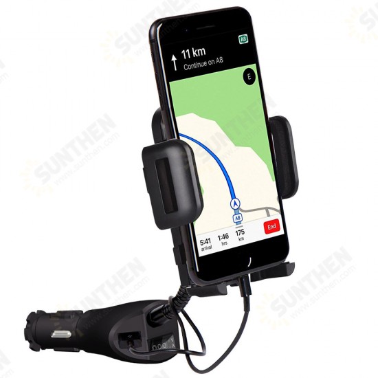 Flexible Gooseneck LED Display Universal Dual USB 24V 3.1A Quick Fast Charging Car Charger Phone Holder Stand for POCO F3 X3 Flexible Gooseneck LED Display Universal Dual USB 24V 3.1A Quick Fast Charging Car Charger Phone Holder Stand for POCO F3 X3