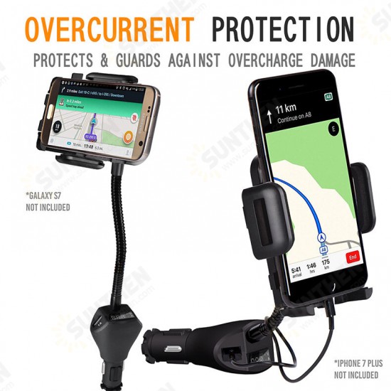 Flexible Gooseneck LED Display Universal Dual USB 24V 3.1A Quick Fast Charging Car Charger Phone Holder Stand for POCO F3 X3 Flexible Gooseneck LED Display Universal Dual USB 24V 3.1A Quick Fast Charging Car Charger Phone Holder Stand for POCO F3 X3