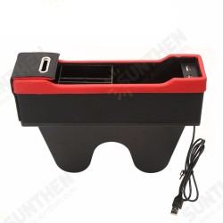 Car Left Seat Gap Leather Phone ID Card Key Storage Coin Box Car Cradles Organizer with Dual USB Ports Car Left Seat Gap Leather Phone ID Card Key Storage Coin Box Car Cradles Organizer with Dual USB Ports