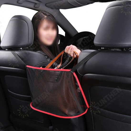 Car Storage Bag Net Pocket Handbag Holder Seat Back Folding Storage Hanging Bag