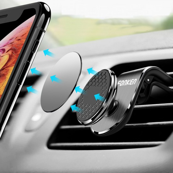 Aluminum Alloy 360° Rotation Magnetic Car Phone Holder Stand Car Air Vent Clip Mount Holder in Car