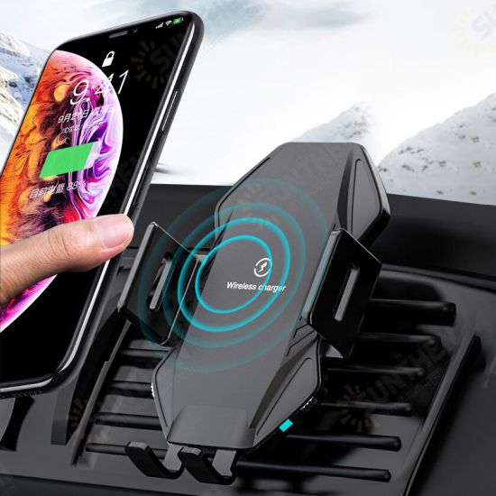 15W Car Wireless Charger Intelligent Sensor Air Vent Phone Holder with LED Light for 4.7-6.8 inch Devices POCO X3 F3