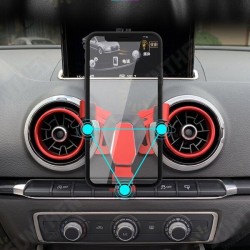 JYT03 360° Rotation Car Air Vent Gravity Linkage Auto Lock Metal Car Phone Holder Mobile Phone Stand Mount for Audi A3 / S3 2014-2019 JYT03 360° Rotation Car Air Vent Gravity Linkage Auto Lock Metal Car Phone Holder Mobile Phone Stand Mount for Audi A3 / S3 2014-2019