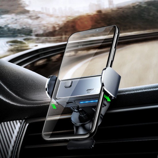 200mAh 360°Rotating Car Wireless Charger Gravity Linkage Auto Lock Air Vent Dashboard Phone Holder for iPhone11 SamsungGalaxy S20/10 4.7-6.5inch Phone