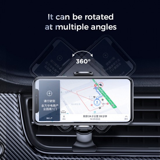200mAh 360°Rotating Car Wireless Charger Gravity Linkage Auto Lock Air Vent Dashboard Phone Holder for iPhone11 SamsungGalaxy S20/10 4.7-6.5inch Phone