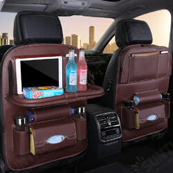 Multi-Function Leather Car Seat Hanging Bag with Phone/ Tablet Storage Pocket Travel Folding Dining Table Container Multi-Function Leather Car Seat Hanging Bag with Phone/ Tablet Storage Pocket Travel Folding Dining Table Container