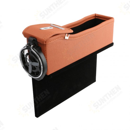 Multifunction PU Leather Car Seat Storage Box Gap Storage Box Mobile Phone Water Cup Holder