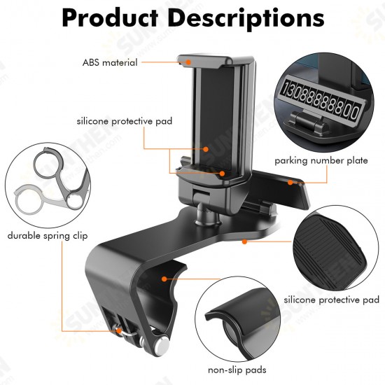 Multifunctional 360° Rotation Car Dashboard Mount Mobile Phone GPS Holder Stand with Parking Number for 4.7-7.2 inch Phones Multifunctional 360° Rotation Car Dashboard Mount Mobile Phone GPS Holder Stand with Parking Number for 4.7-7.2 inch Phones