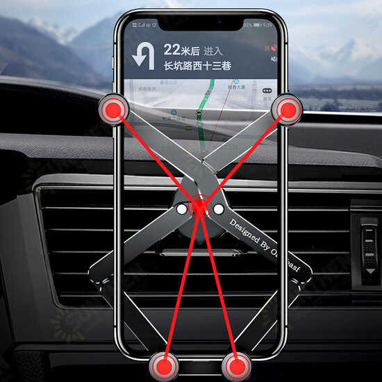 360° Rotation Aluminum Alloy Car Air Vent Bracket Gravity Linkage Mobile Phone Holder Stand for POCO X3 F3 4.7-7.0 inch