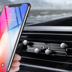 360° Rotation Aluminum Alloy Car Air Vent Bracket Gravity Linkage Mobile Phone Holder Stand for POCO X3 F3 4.7-7.0 inch 360° Rotation Aluminum Alloy Car Air Vent Bracket Gravity Linkage Mobile Phone Holder Stand for POCO X3 F3 4.7-7.0 inch