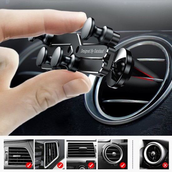 360° Rotation Aluminum Alloy Car Air Vent Bracket Gravity Linkage Mobile Phone Holder Stand for POCO X3 F3 4.7-7.0 inch
