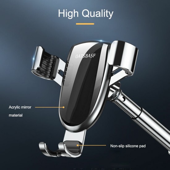 Gravity Linkage with Aluminum Alloy Telescopic Rod Car Dashboard Windshield Suction Cup Mount Holder for 4-7.2 inch Phones
