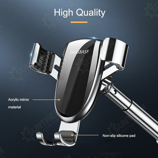 Gravity Linkage with Aluminum Alloy Telescopic Rod Car Dashboard Windshield Suction Cup Mount Holder for 4-7.2 inch Phones