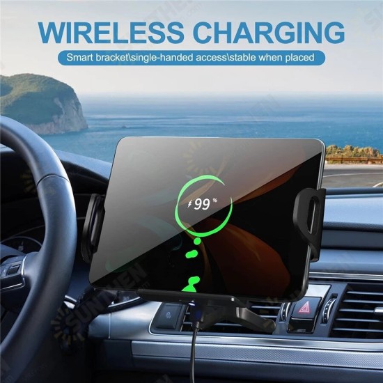 S15 15W Qi Fast Wireless Car Charger Dashboard Mount Smart Sensor Automatic Clamping Phone Holder Bracket