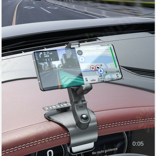 Universal Multifunctional 1200° Rotation Car AR GPS Navigation Dashboard Sunvisor Mobile Phone Holder Bracket with Parking Number for 3-6.5 inch