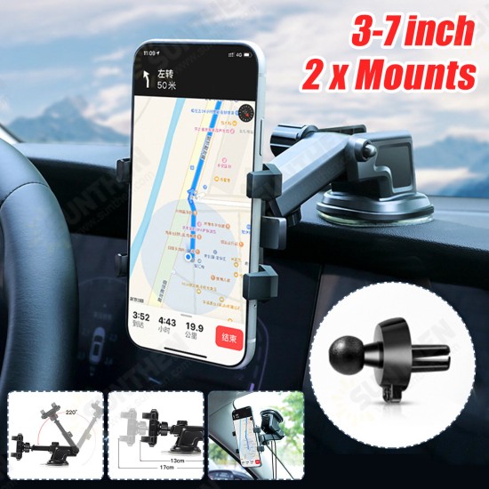 Universal 2-Gear Fixed Lock 17cm Retractable Arm Car Dashboard/ Windshield Mobile Phone Mount Holder Bracket for 3-7 inch Devices Universal 2-Gear Fixed Lock 17cm Retractable Arm Car Dashboard/ Windshield Mobile Phone Mount Holder Bracket for 3-7 inch Devices